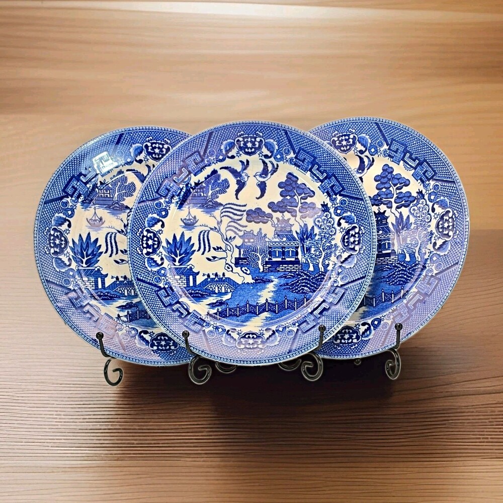 Set of 3 Blue & White Japanese Plates Made in Japan, Ownership History N/A
